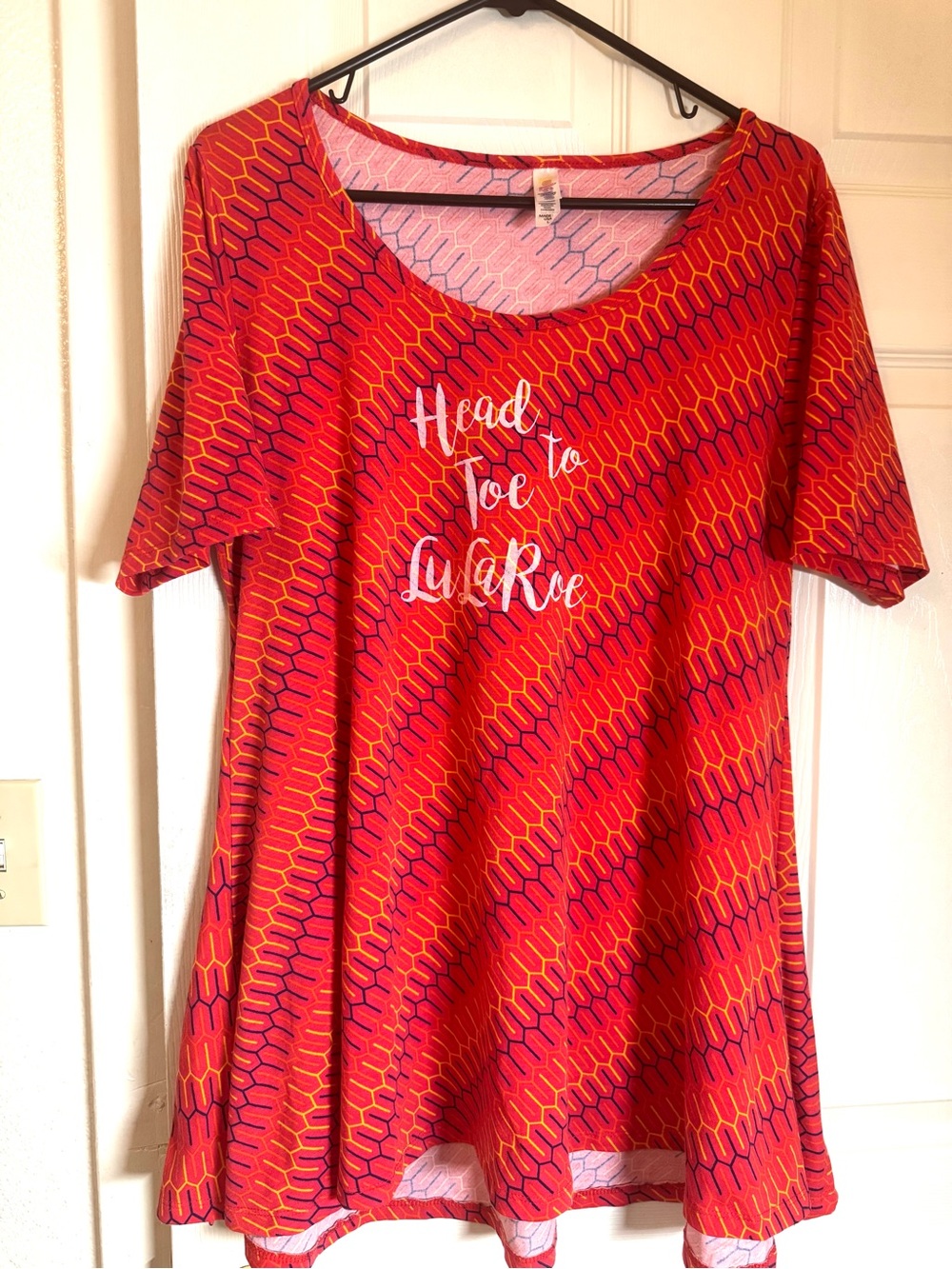 LuLaRoe Red Geometric Scoop Neck Tunic